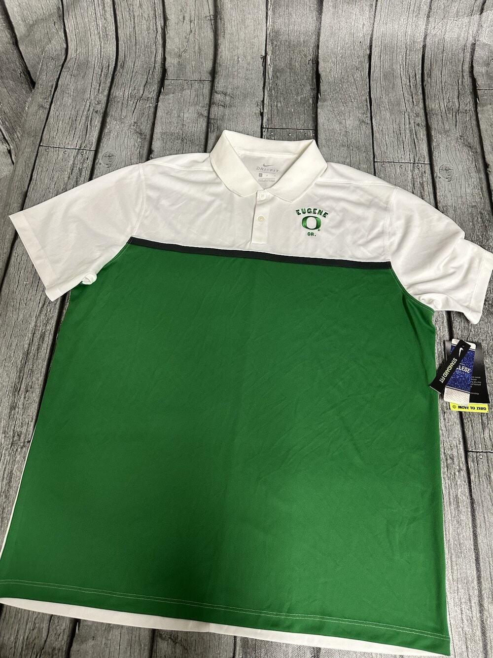 NWT Men’s Nike Oregon Ducks Dri Fit Victory Polo Shirt Large Green White L SS